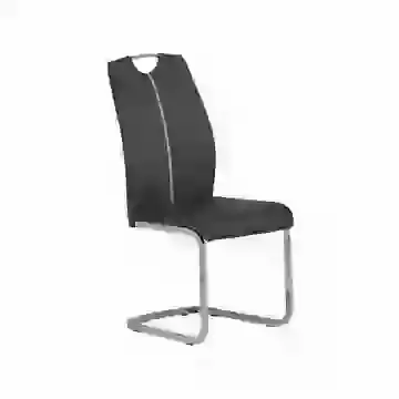 Chrome Cantilever Grey Faux Leather Dining Chair (Sold in Pairs only)